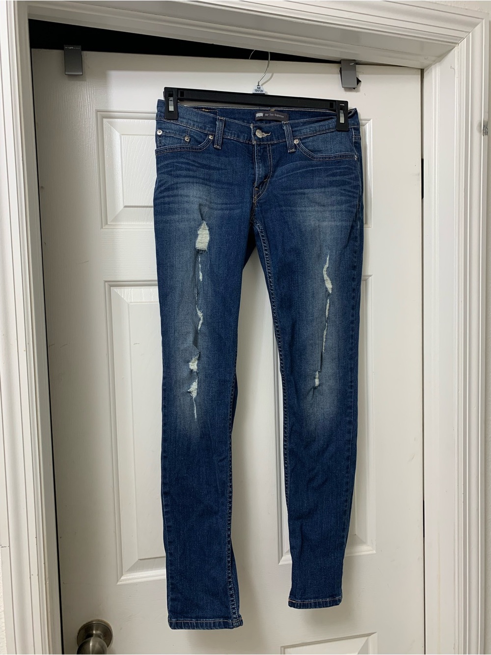 Women's Distressed Dark Blue Jeans